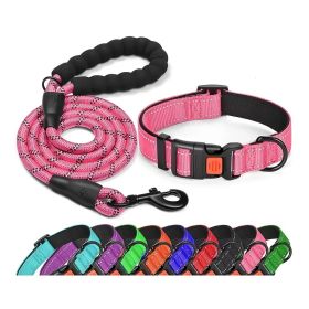 No Pull Dog Harness; Adjustable Nylon Dog Vest & Leashes For Walking Training; Pet Supplies - Pink - M