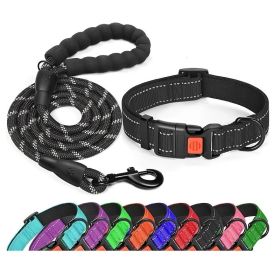 No Pull Dog Harness; Adjustable Nylon Dog Vest & Leashes For Walking Training; Pet Supplies - black - M