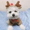 Warm Dog Sweater Christmas Elk Costume Drawstring Hooded Sweatshirt For Small & Medium Dogs - Apricot - XS