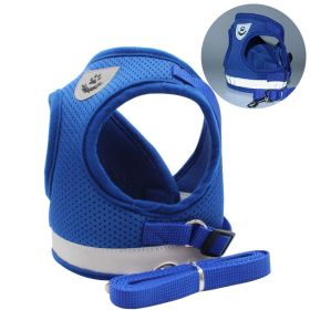 dog Harnesses and dog leash set; Pet Chest Strap Vest Dog Towing Rope Reflective Breathable Dog Rope Pet Supplies Wholesale - blue - XL