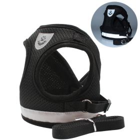 dog Harnesses and dog leash set; Pet Chest Strap Vest Dog Towing Rope Reflective Breathable Dog Rope Pet Supplies Wholesale - black - XL