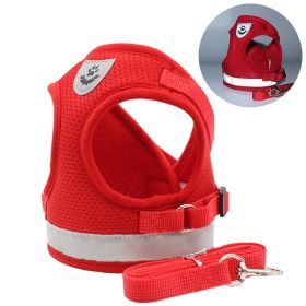 dog Harnesses and dog leash set; Pet Chest Strap Vest Dog Towing Rope Reflective Breathable Dog Rope Pet Supplies Wholesale - red - S