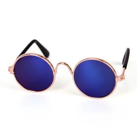 Pet Sunglasses Dog Cat Vintage Round Reflection Glasses for Photos Props Fashion Accessories - Blue