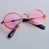 Pet Sunglasses Dog Cat Vintage Round Reflection Glasses for Photos Props Fashion Accessories - Pink