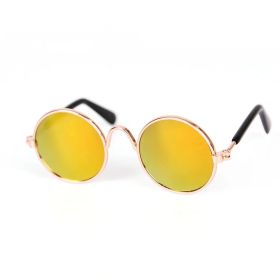 Pet Sunglasses Dog Cat Vintage Round Reflection Glasses for Photos Props Fashion Accessories - Yellow