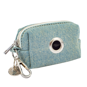 Waste Bag Holder -Beige Plaid - Light Denim