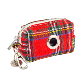 Waste Bag Holder -Beige Plaid - Red Plaid