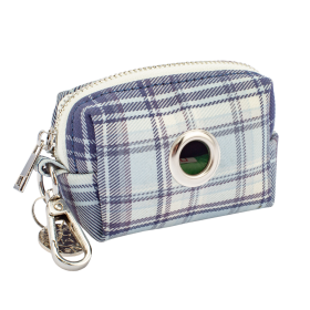 Waste Bag Holder -Beige Plaid - Blue Plaid