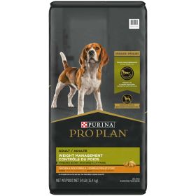 Purina Pro Plan Weight Management for Adult Dogs Chicken Rice 34 lb Bag - Purina Pro Plan