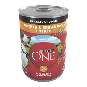 Purina One Classic Ground for Adult Dogs Chicken and Brown Rice, 13 oz Cans (12 Pack) - Purina ONE