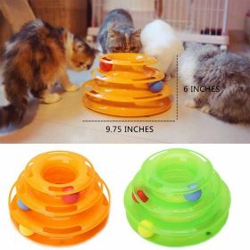 Pet Cat Crazy Ball Disk Interactive Toys Amusement Plate Trilaminar Funny Toy - Green