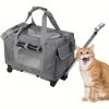 Cat Dog Carrier with Wheels Airline Approved Rolling Pet Carrier with Telescopic Handle Shoulder Strap - Gray