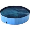 63 Inch Foldable Leakproof Dog Pet Pool Bathing Tub Kiddie Pool for Dogs Cats and Kids - Blue