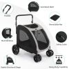 Dog Stroller for Medium to Large Dogs, Foldable Dog Wagon with 4 Wheels, Adjustable Handle, Bid Dog Jogger Stroller, Grey - As shown