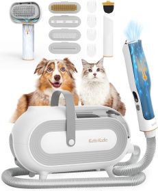 Katio Kadio Pet Grooming Kit & Pet Hair Vacuum, Dog Grooming Tools for Shedding Small, Medium Dog Cat - 60dB Low Noise  Pet Grooming Vacuum - Grey