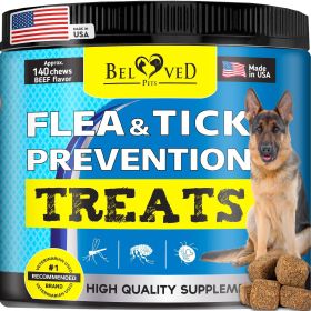 Flea and Tick Prevention Chewable Pills for Dogs and Cats Pest Control & Natural Defense Chewables Small Tablets Beef Taste - Beloved Pets