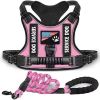 Pet Harness And Leash Set For Dog & Cat; Adjustable No Pull Service Dog Vest Harness For Walking - Pink - L