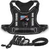 Pet Harness And Leash Set For Dog & Cat; Adjustable No Pull Service Dog Vest Harness For Walking - Black - XL