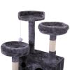 Cat Tree Cat Tower with Scratching Ball, Plush Cushion, Ladder and Condos for Indoor Cats, Gray XH - Gray