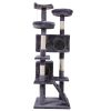 Cat Tree Cat Tower with Scratching Ball, Plush Cushion, Ladder and Condos for Indoor Cats, Gray XH - Gray