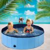 63 Inch Foldable Leakproof Dog Pet Pool Bathing Tub Kiddie Pool for Dogs Cats and Kids - Blue