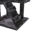 Cat Tree Cat Tower with Scratching Ball, Plush Cushion, Ladder and Condos for Indoor Cats, Gray XH - black