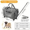 Cat Dog Carrier with Wheels Airline Approved Rolling Pet Carrier with Telescopic Handle Shoulder Strap - Gray