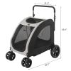 Dog Stroller for Medium to Large Dogs, Foldable Dog Wagon with 4 Wheels, Adjustable Handle, Bid Dog Jogger Stroller, Grey - As shown