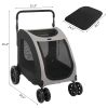 Dog Stroller for Medium to Large Dogs, Foldable Dog Wagon with 4 Wheels, Adjustable Handle, Bid Dog Jogger Stroller, Grey - As shown