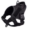 Dog Harness; large dog training tactical chest strap; K9 pet chest strap; vest type reflective dog rope; explosion-proof impulse traction - black - XL