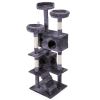 Cat Tree Cat Tower with Scratching Ball, Plush Cushion, Ladder and Condos for Indoor Cats, Gray XH - Gray