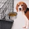 Stainless Steel Dog Bowl Pets Hanging Food Bowl Detachable Pet Cage Food Water Bowl with Clamp Holder - L