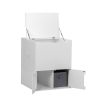 Large Wooden Cat Litter Box Enclosure With Jumping Platform and Fabric Drawer;  Indoor Hidden Cat Washroom Furniture;  White - white