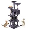 Cat Tree Cat Tower with Scratching Ball, Plush Cushion, Ladder and Condos for Indoor Cats, Gray XH - Gray