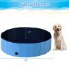 63 Inch Foldable Leakproof Dog Pet Pool Bathing Tub Kiddie Pool for Dogs Cats and Kids - Blue