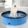 63 Inch Foldable Leakproof Dog Pet Pool Bathing Tub Kiddie Pool for Dogs Cats and Kids - Blue