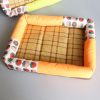 Breathable Pet Puppy Cooling Mat Bed Summer Protection Cervical Spine Cat Dog Ice Mat Square Rattan Kennel Supplies - orange - 40cm*30cm*7cm