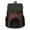 Portable Foldable Mesh Pet Carrier Dog Backpack Breathable Bag Dog Cat Large Capacity Outdoor Travel Carrier Double Shoulder Bag - brown - 30cmx24cmx3