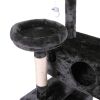 Cat Tree Cat Tower with Scratching Ball, Plush Cushion, Ladder and Condos for Indoor Cats, Gray XH - black