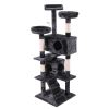 Cat Tree Cat Tower with Scratching Ball, Plush Cushion, Ladder and Condos for Indoor Cats, Gray XH - black