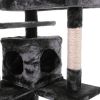 Cat Tree Cat Tower with Scratching Ball, Plush Cushion, Ladder and Condos for Indoor Cats, Gray XH - black