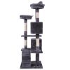 Cat Tree Cat Tower with Scratching Ball, Plush Cushion, Ladder and Condos for Indoor Cats, Gray XH - Gray