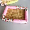 Breathable Pet Puppy Cooling Mat Bed Summer Protection Cervical Spine Cat Dog Ice Mat Square Rattan Kennel Supplies - pink - 40cm*30cm*7cm