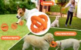 Interactive Dog Toys Detachable Dog Tug of War Toy with 2 Rings Natural Rubber Dog Chew Toys Suitable for Large Dogs for Teeth Cleaning, orange - As P