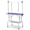 Professional Dog Pet Grooming Table Large Adjustable Heavy Duty Portable w/Arm & Noose & Mesh Tray - Blue